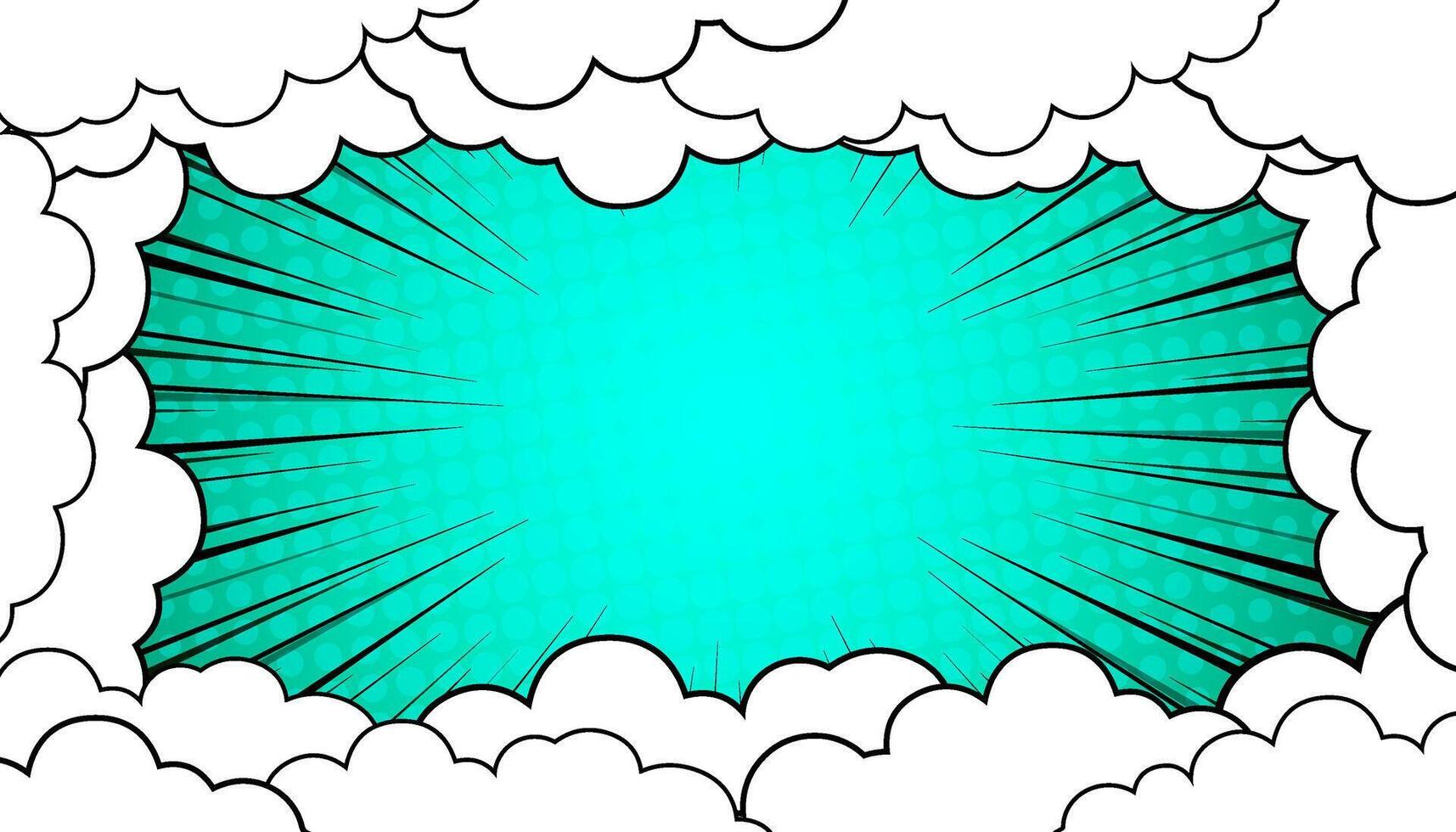 comic background with halftone colors and cute clouds vector