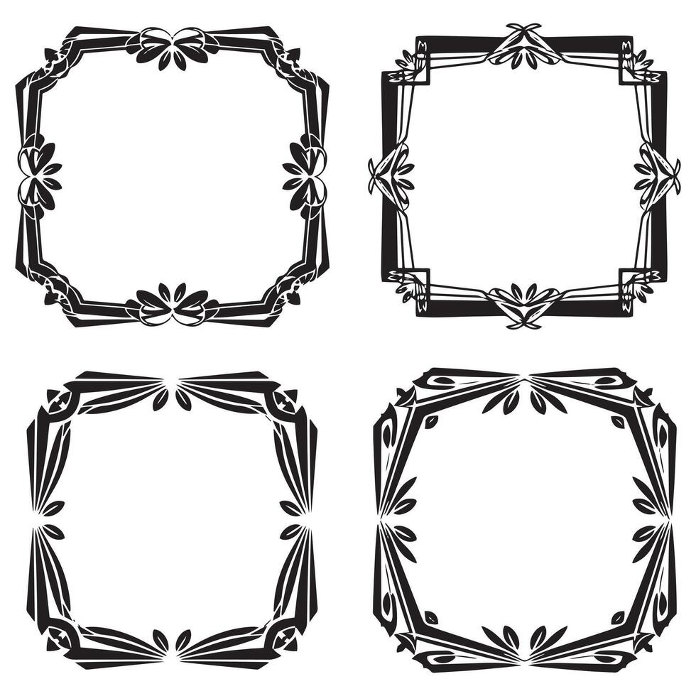 Intricate Swirl Floral Borders Decorative Frames Set vector