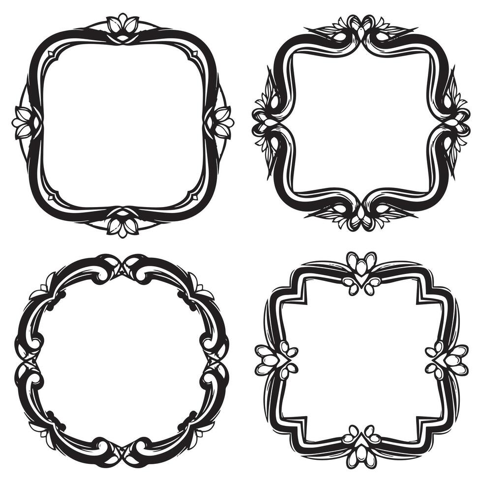 Abstract Pattern Floral Frames Decorative Borders vector