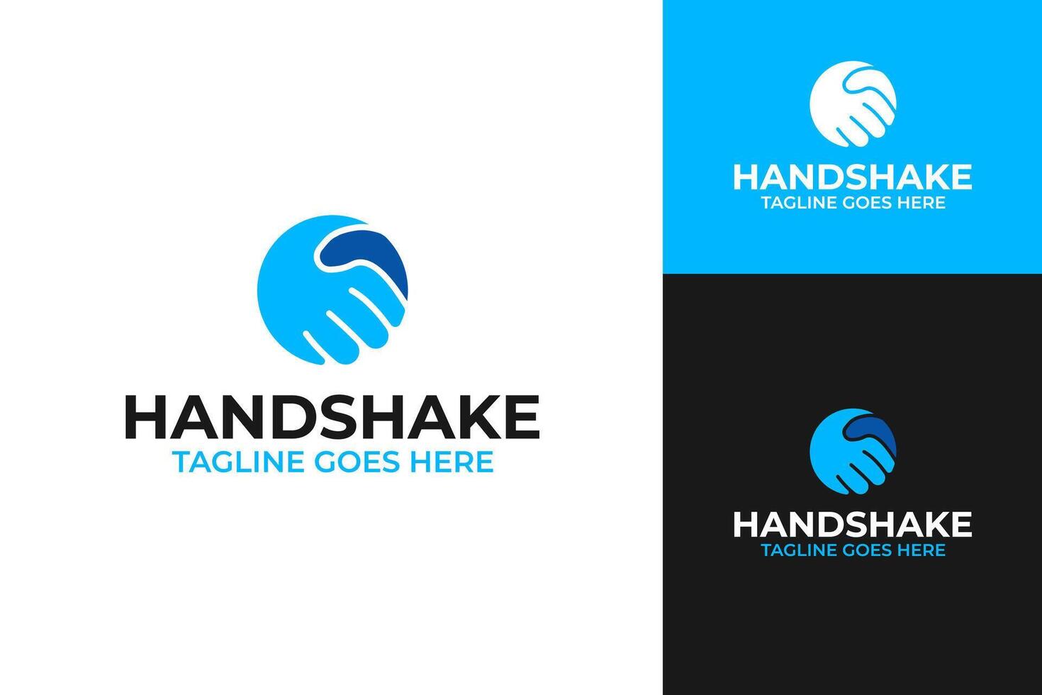Circle blue handshake logo design template illustration vector