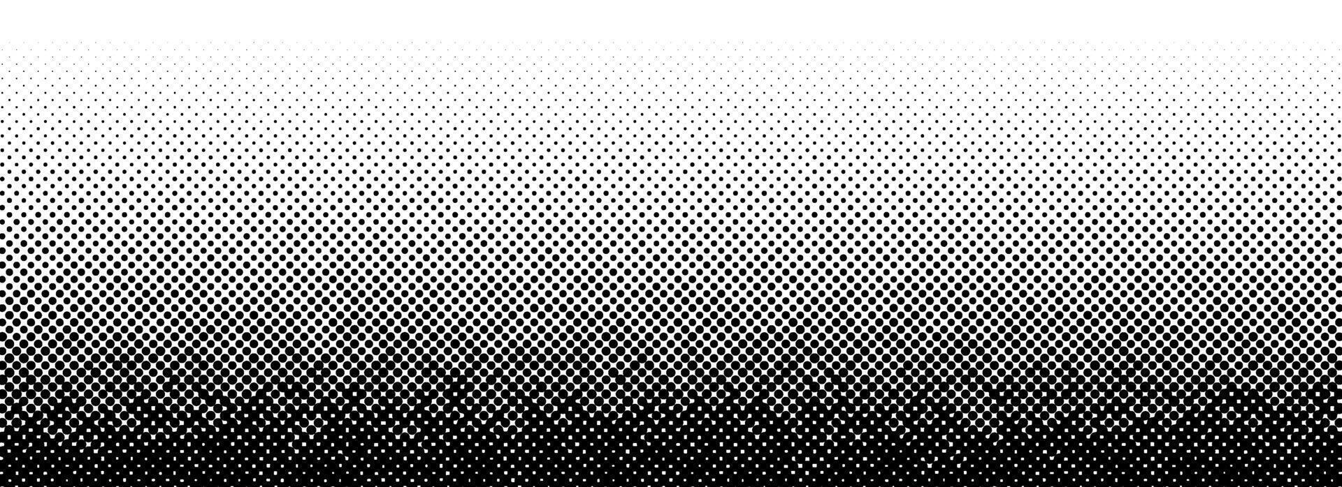 Grunge halftone gradient texture. Black pixelated backdrop. Weathered grit noise background. Fading gritty sand wallpaper. Anime or manga style comic overlay. Textured template surface vector