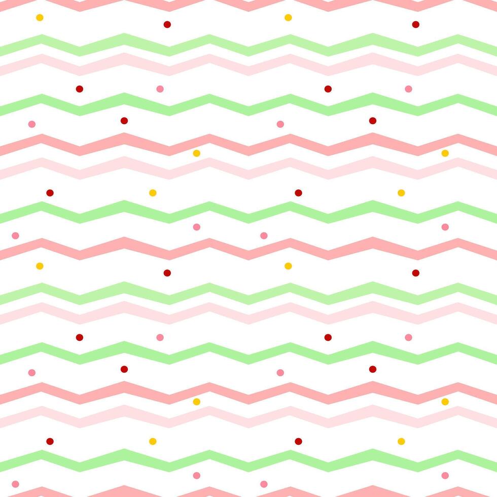 Seamless pattern with green and pink lines, polka dot vector