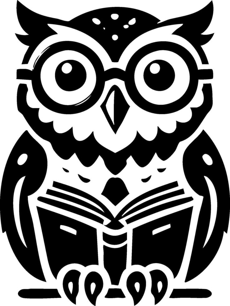 Wise owl reading book education icon vector