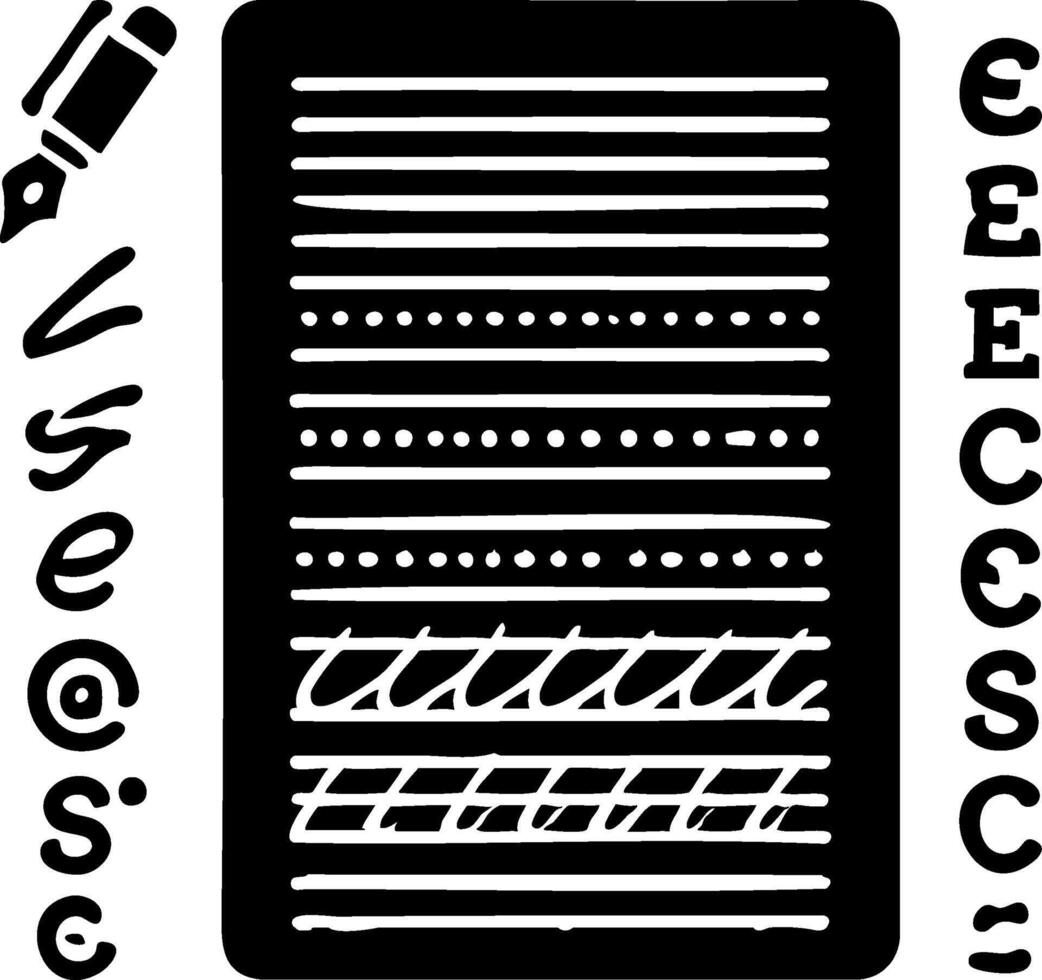 Handwriting practice sheet with letters and pen vector