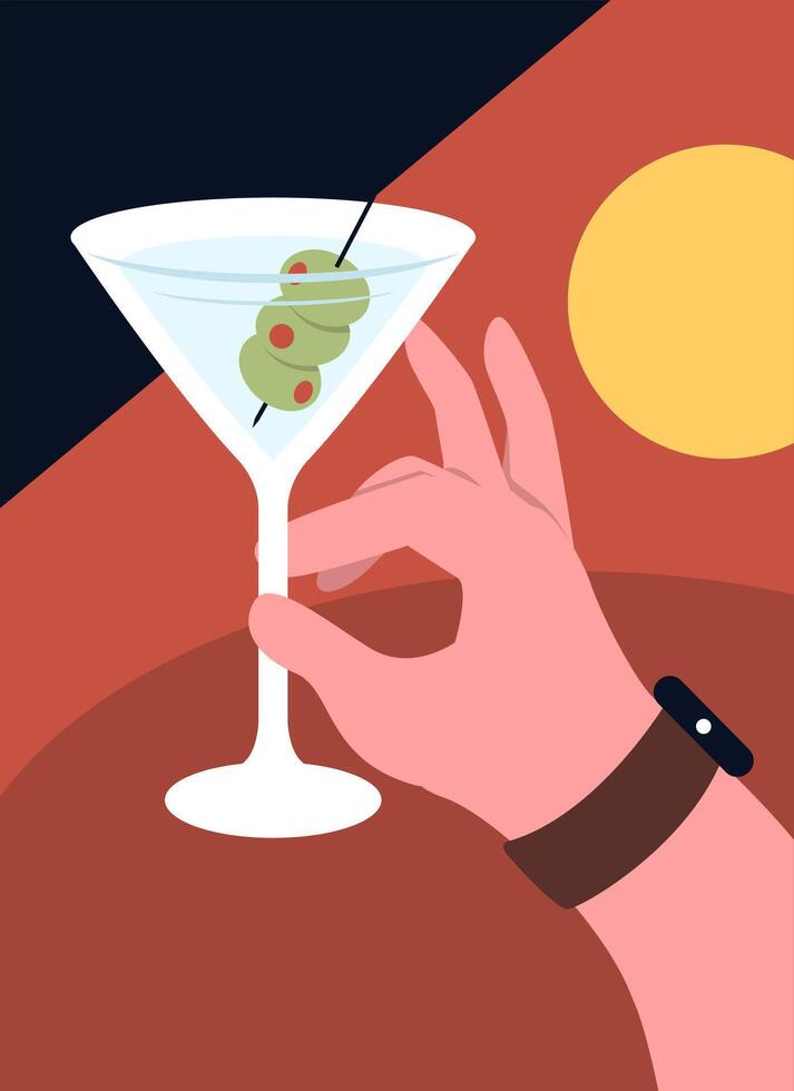 People drinking alcohol cocktail illustration vector