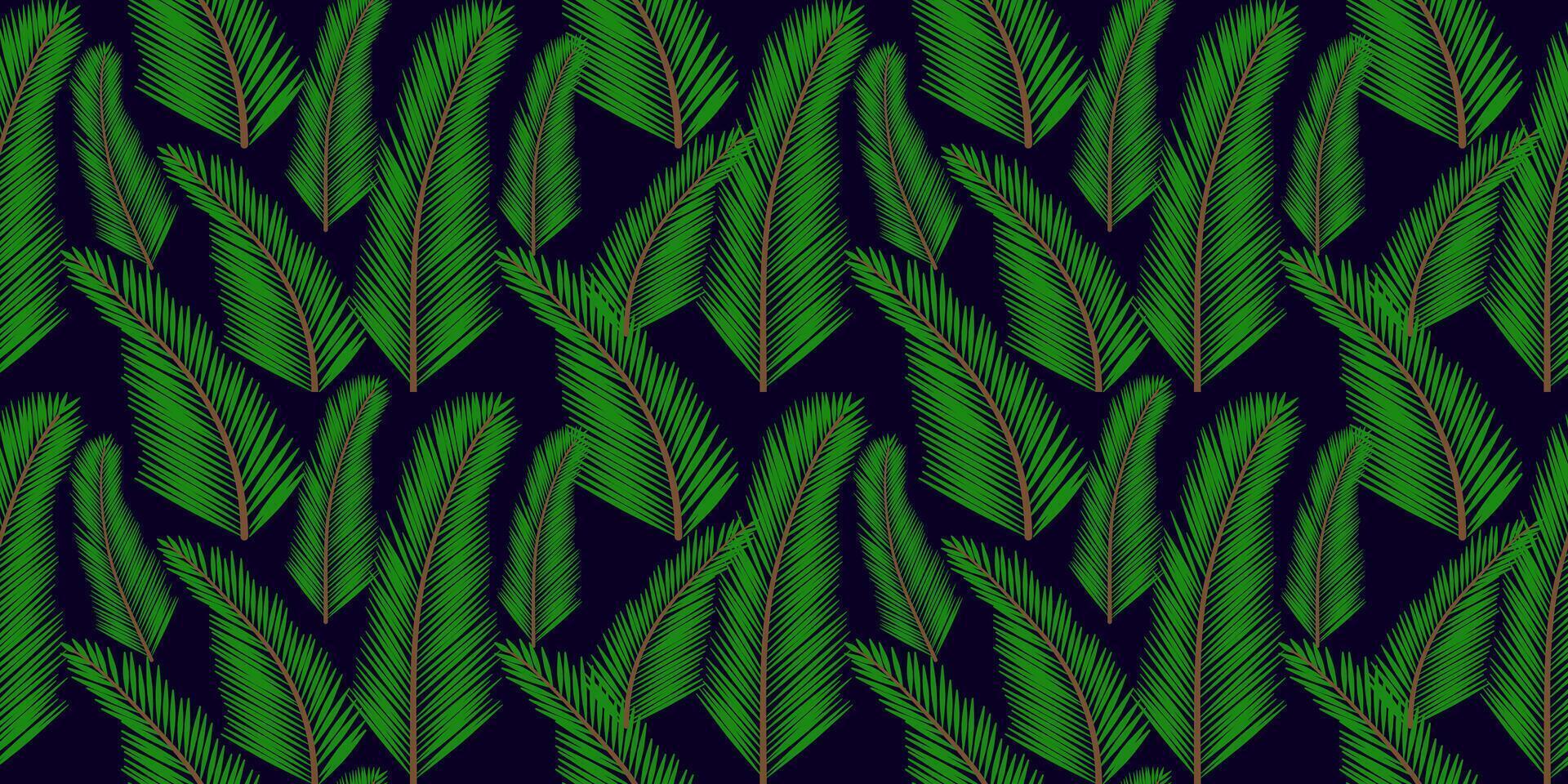 a green palm leaf pattern on a dark background vector