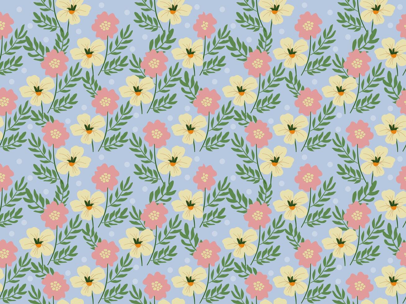 a pattern with flowers on a blue background vector