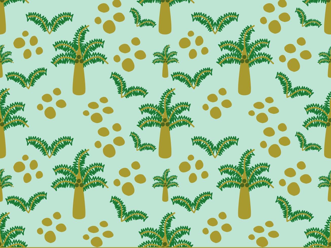a pattern with palm trees and leaves vector
