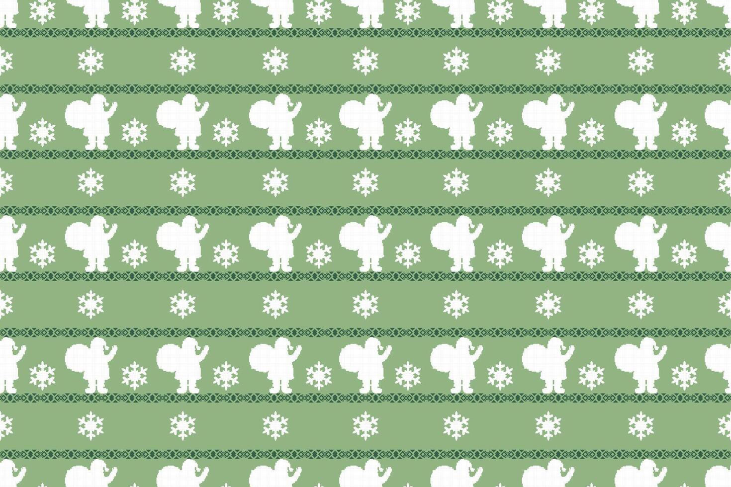 Seamless Christmas Pixel Pattern. Bright and Colorful Festive Design for Fabric. vector