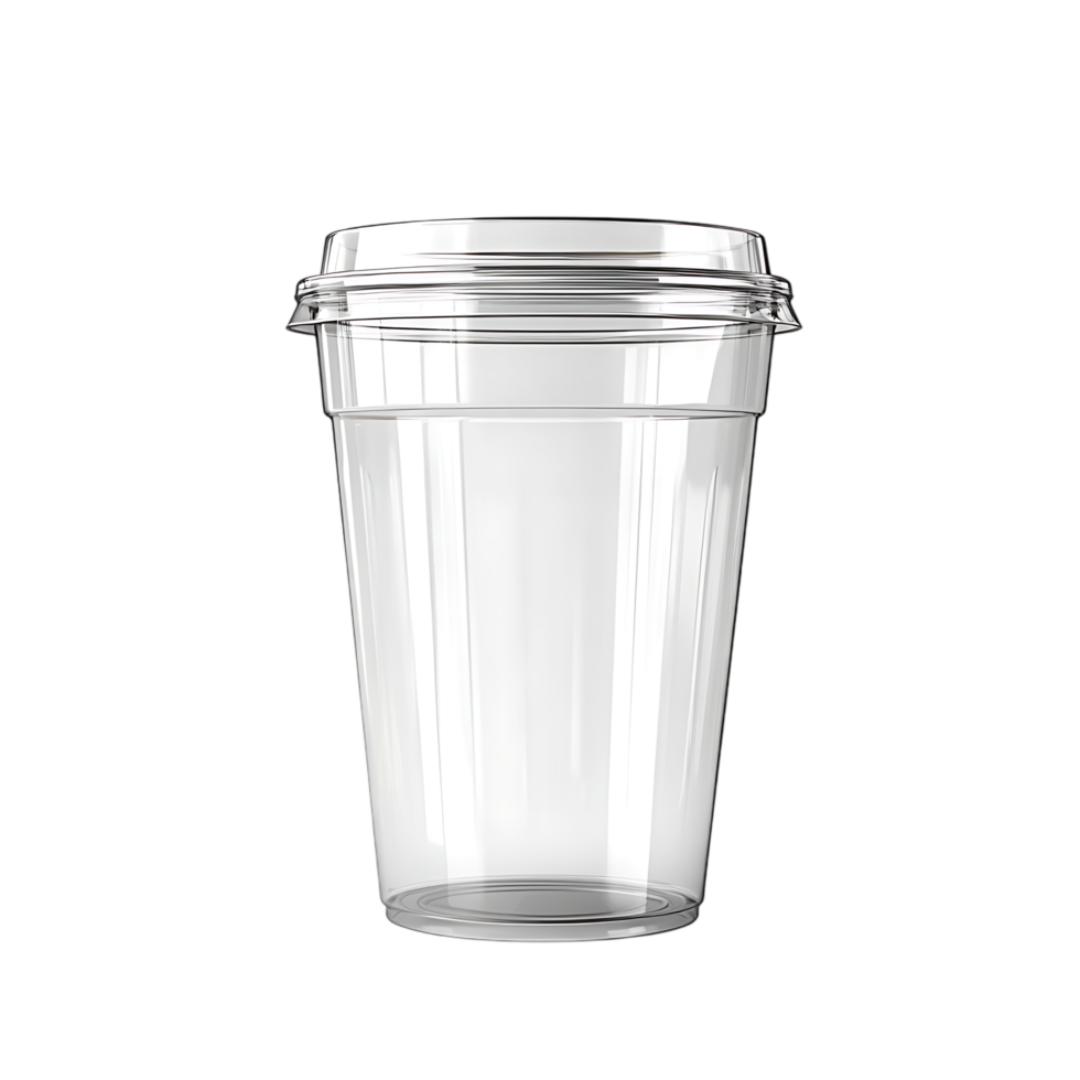 Clear plastic cup with lid isolated on transparent background png