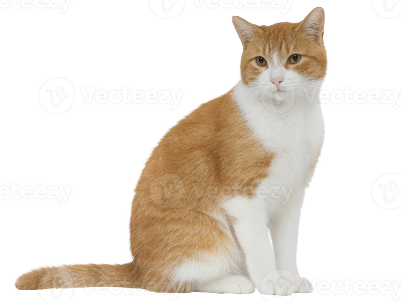 Orange and White Cat Sitting png