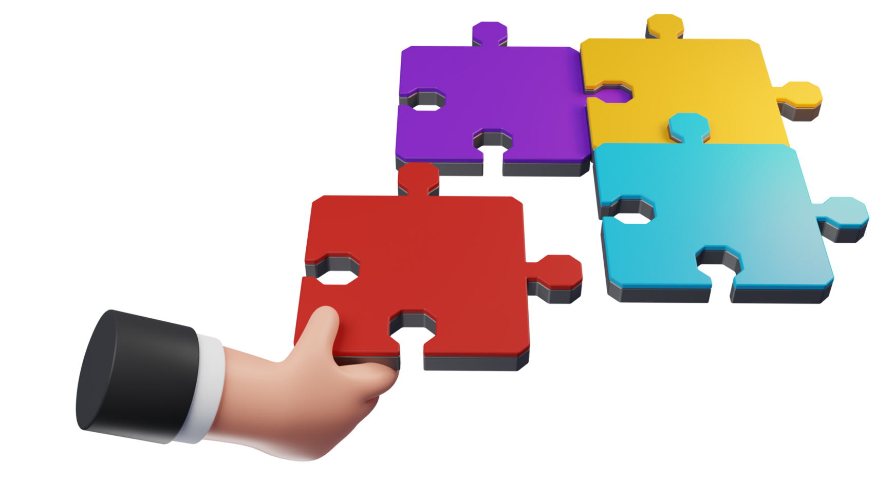 Hands Putting Two Jigsaw Puzzle Pieces Together Thin Line Icon - Editable Stroke png