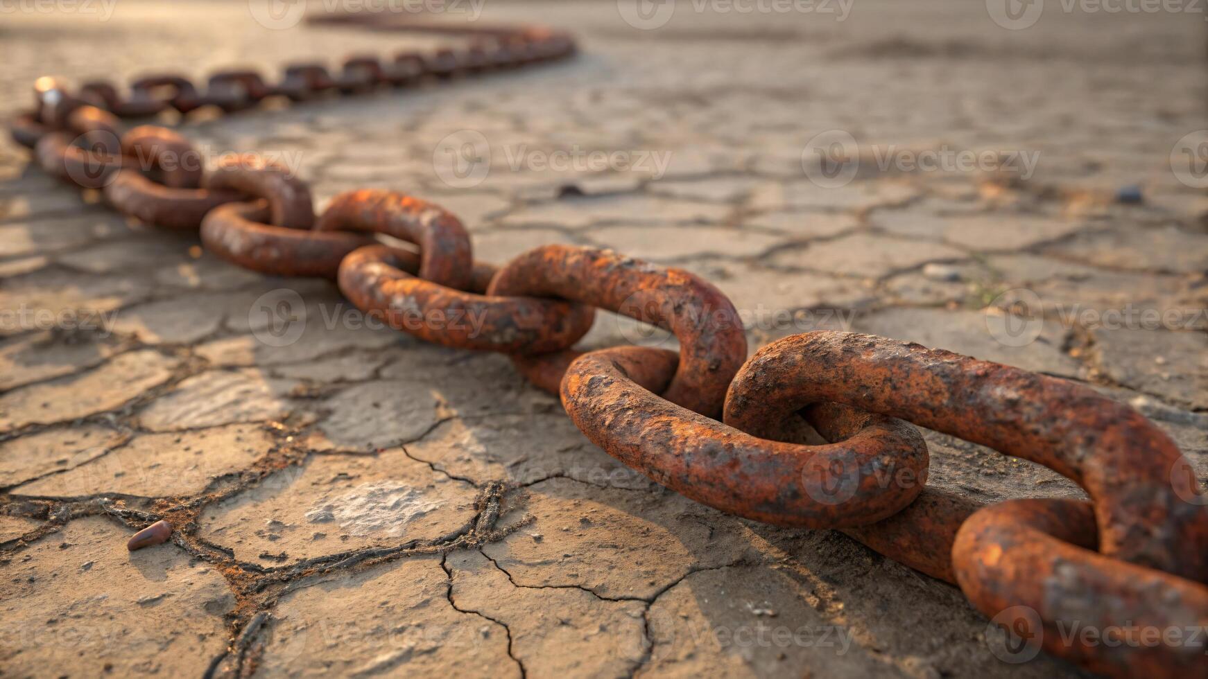 Heavy industrial old rusty metal anchor chain links for ship security. photo