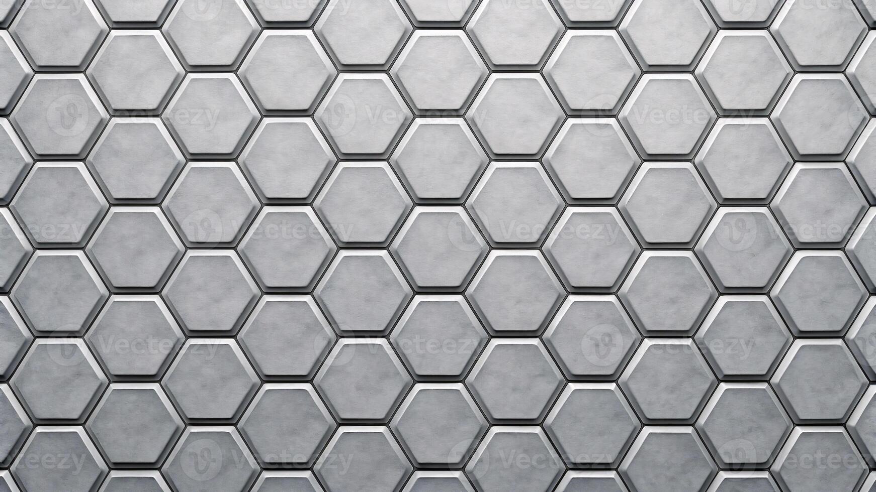 Seamless geometric hexagon grid pattern with a metallic honeycomb texture design. photo