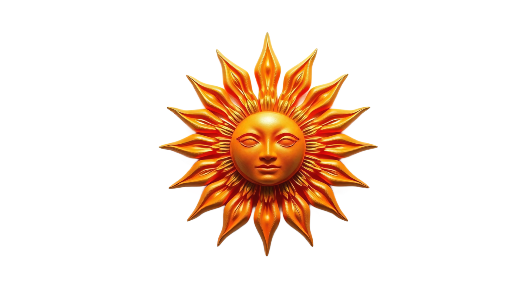 Sun face 3D model isolated on transparent background png