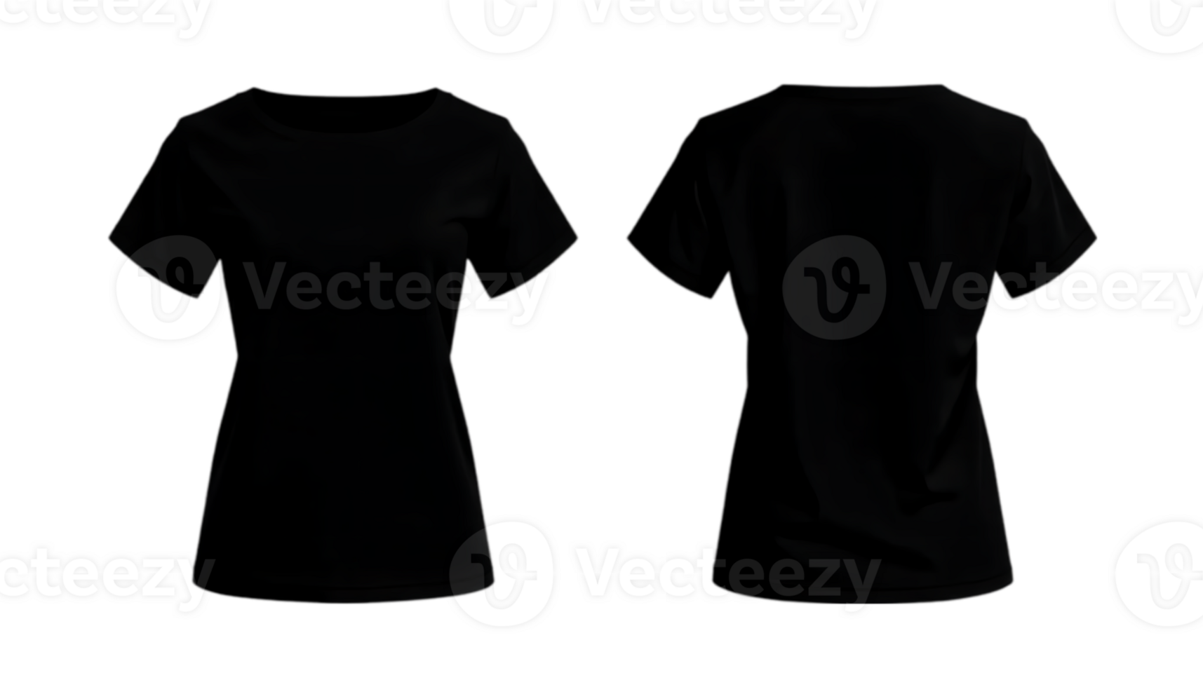 Stylish Black Womens T-Shirt Mockup Front and Back Views for Design Inspiration, Apparel Branding, and E-commerce png