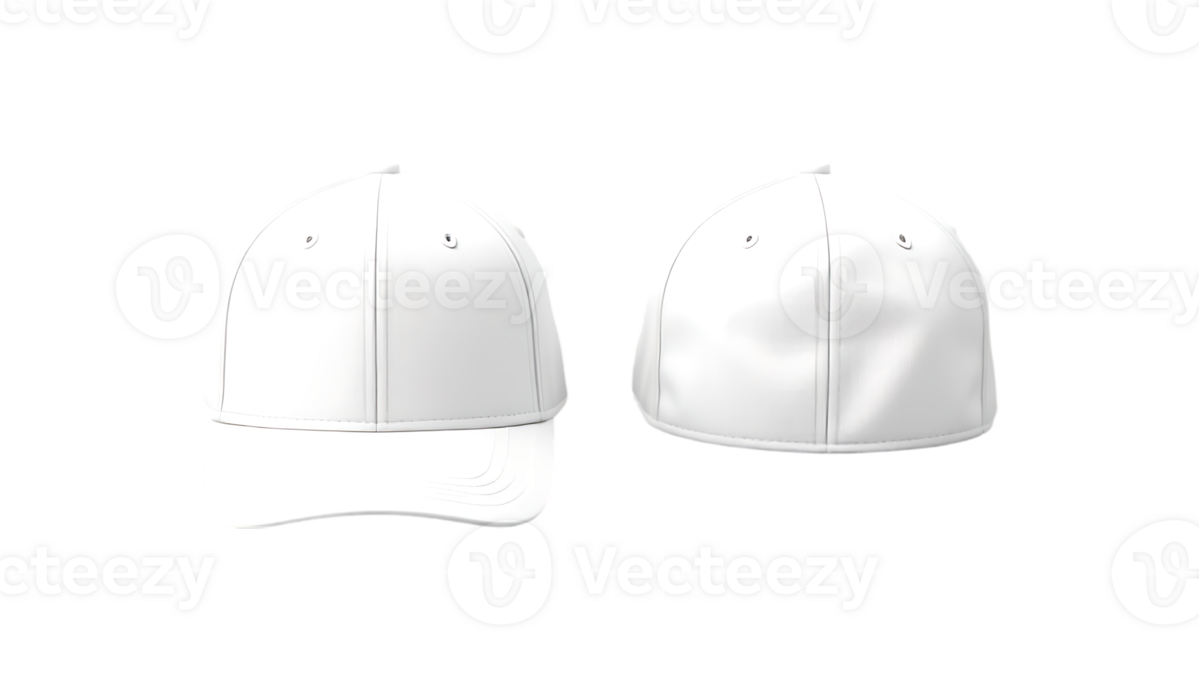 Clean White Baseball Cap Mockup Two Angles, Front and Back View, on Transparent Background, Perfect for Branding and Design Projects. png