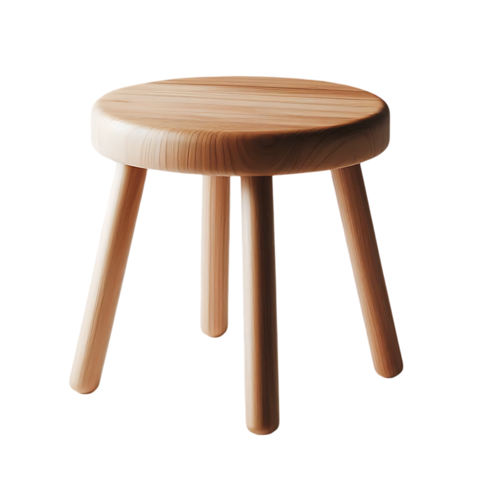 Rustic Charm A Simple Wooden Three-Legged Stool for Farmhouse Decor, Adding a Touch of Warmth to Any Room png