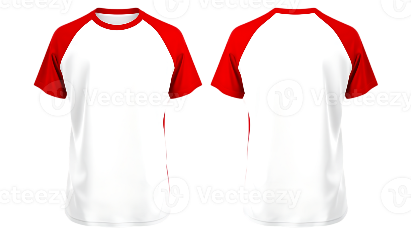 Stylish Red and White Raglan T-Shirt Mockup Front and Back Views for Design Inspiration and Branding png