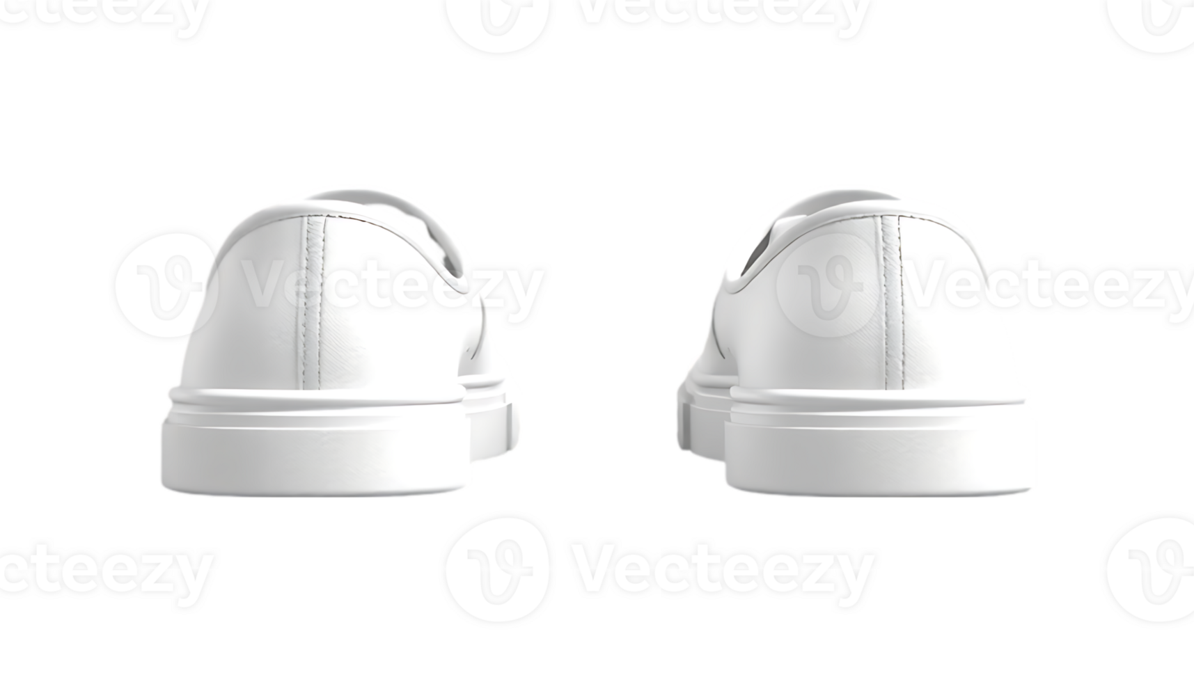 Clean Minimalist White Canvas Sneakers Viewed from Behind, Displaying Simple Design and Casual Style on Transparent Background png