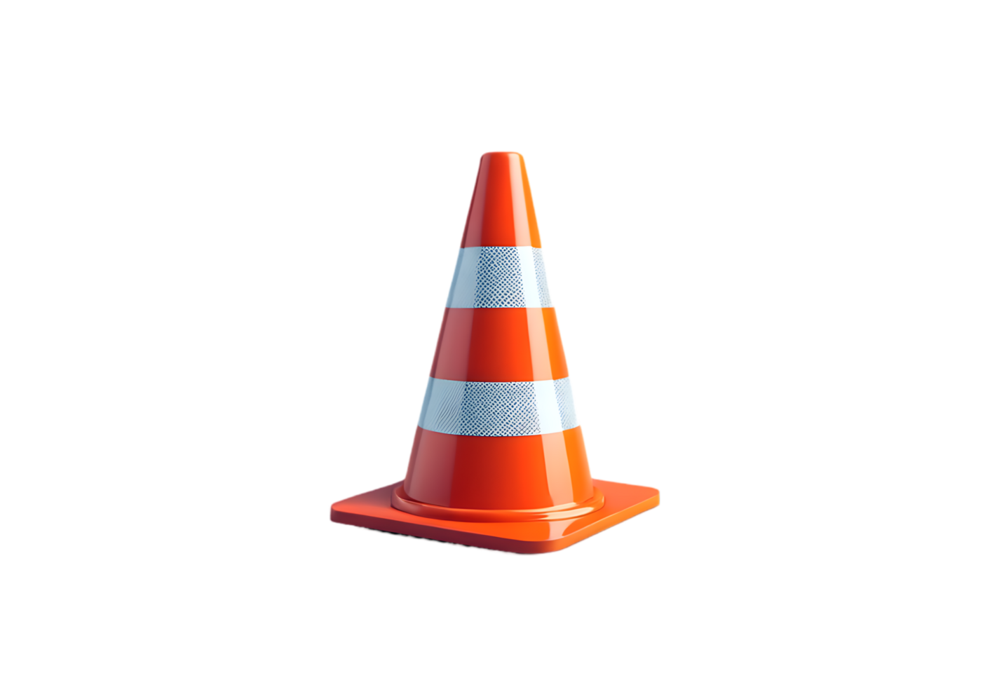 Vibrant Orange Traffic Cone Standing Alone on Transparent Background, Safety Symbol, Construction Site, Caution, Alert png