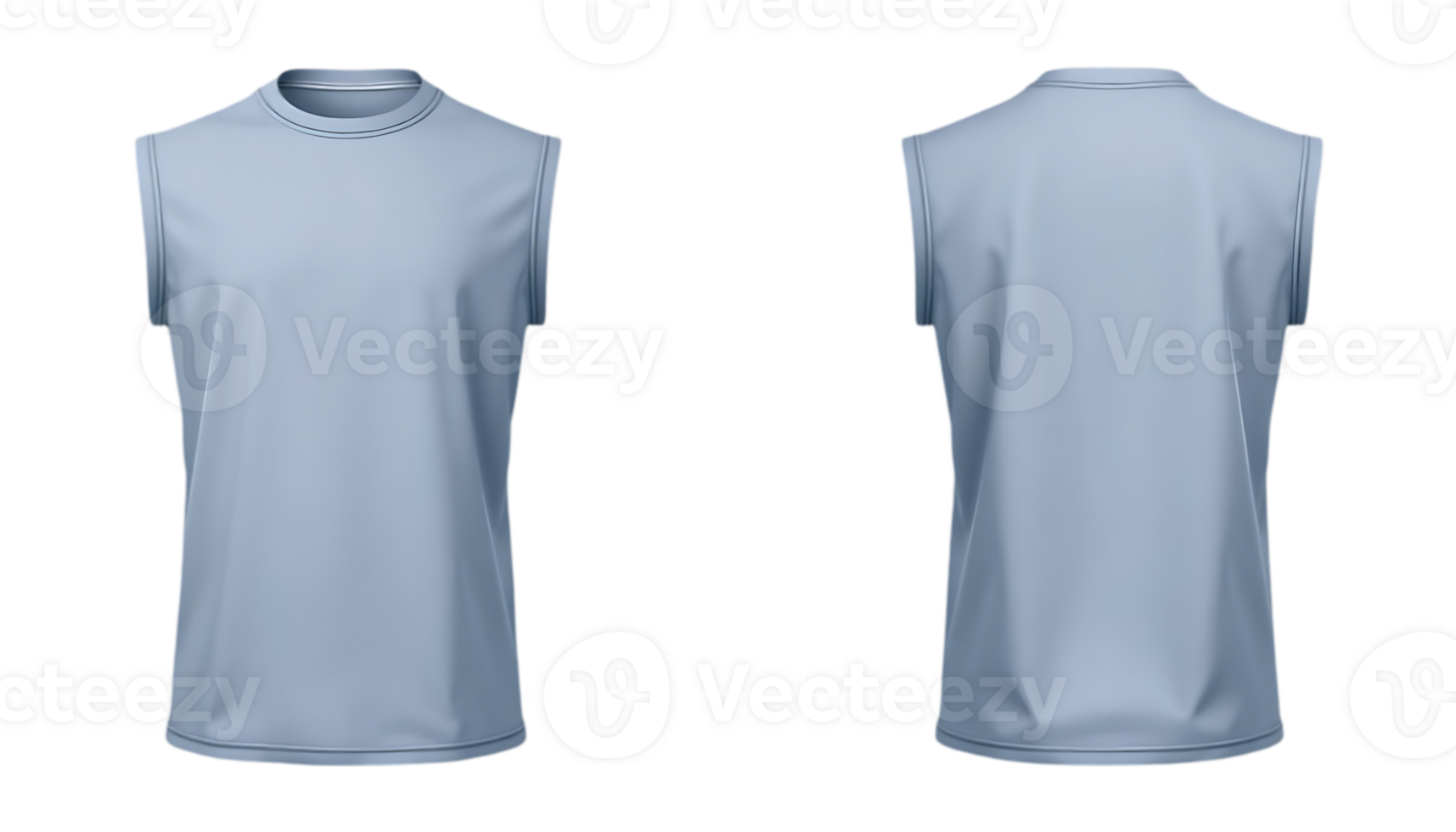 Sleek Light Blue Sleeveless Shirt Mockup Front and Back View, Clean and Minimalist Design for Athletic Apparel png