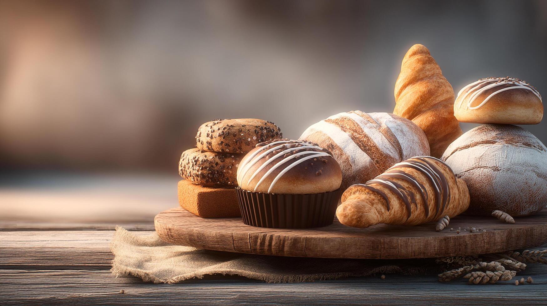 Bakery treats in rustic close-up photo