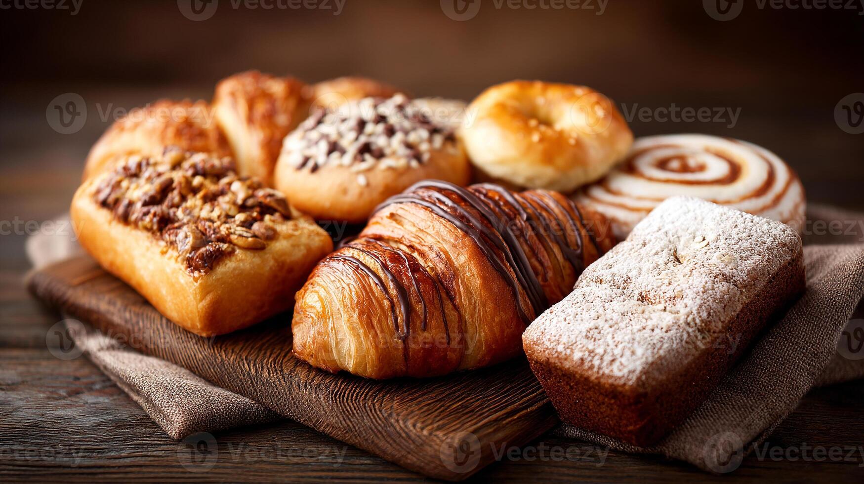 Assorted bakery goods with natural textures image photo