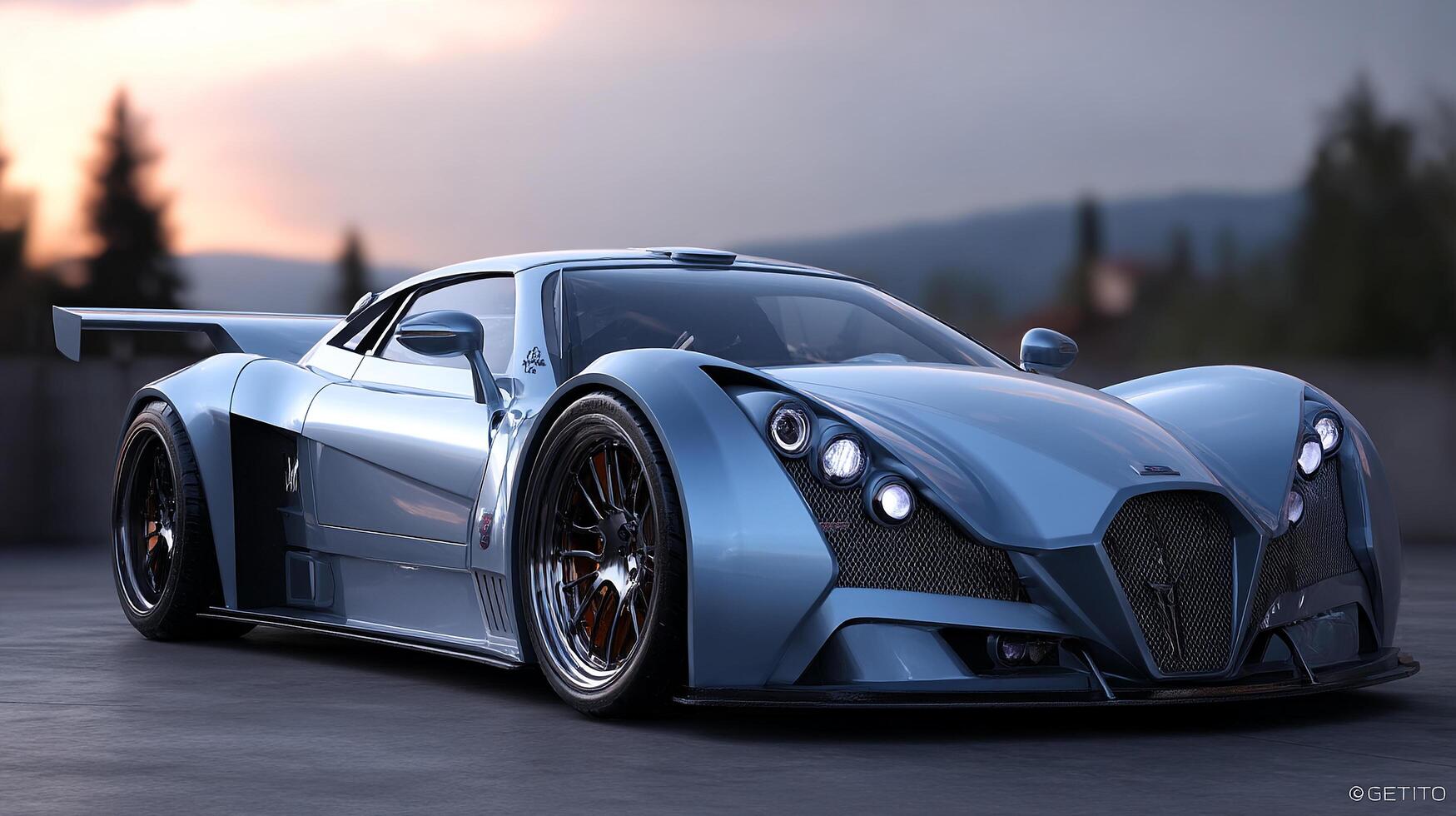 Curved car body photo in daylight view
