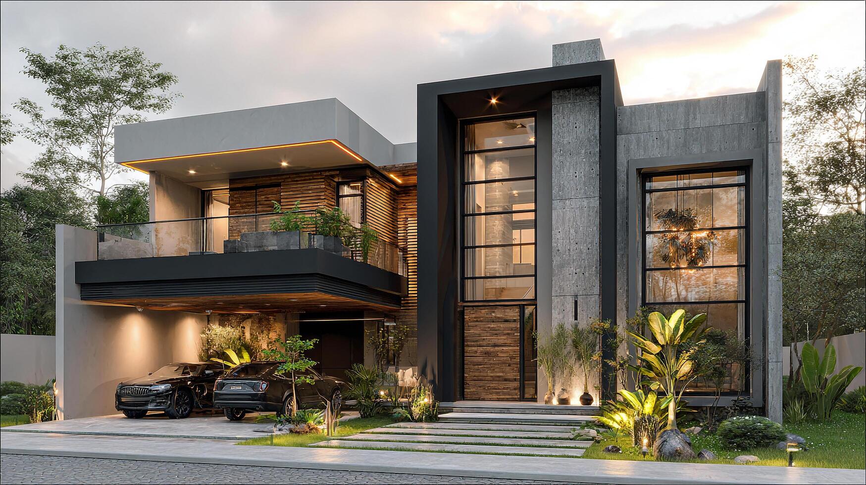 Daytime photo of sleek house exterior