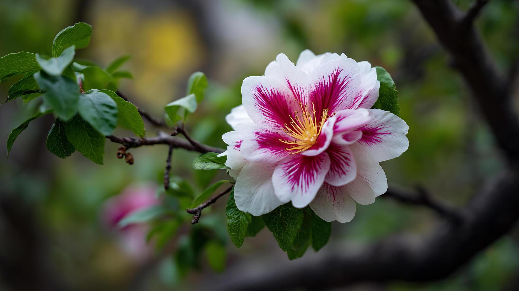 Flower-in bloom wallpaper with beautiful sharp colors on branch photo