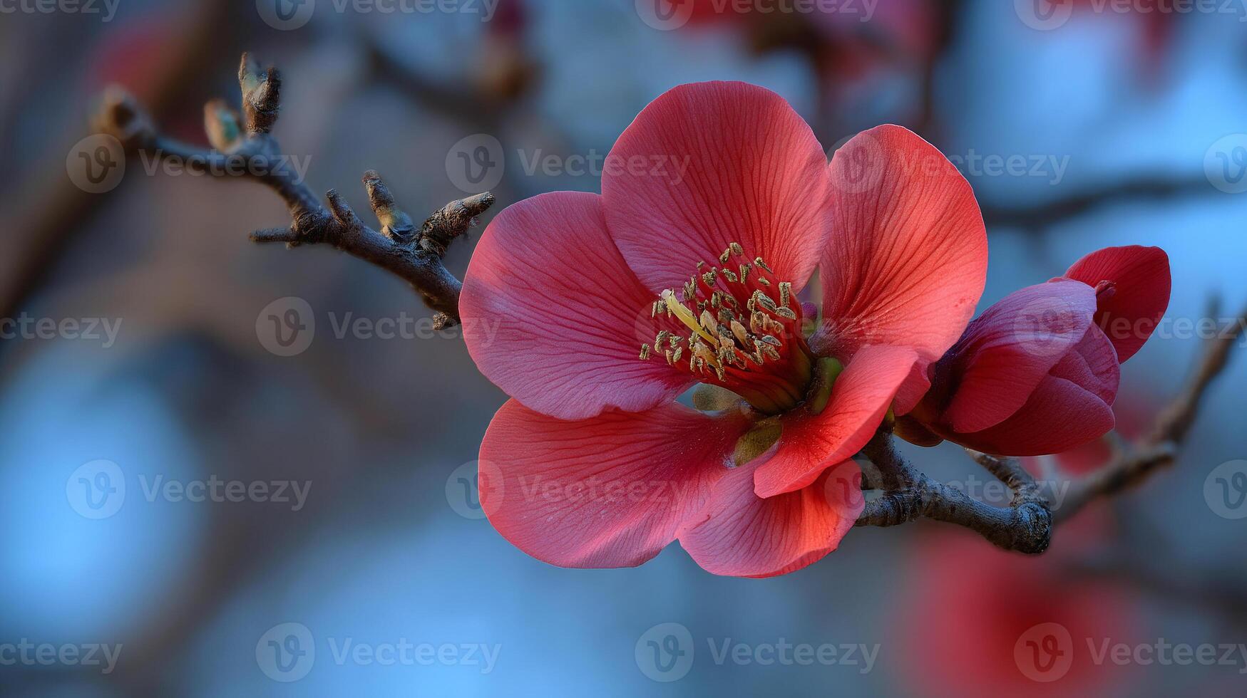 Glowing flower petals on tree with deep beautiful rich tones wallpaper photo