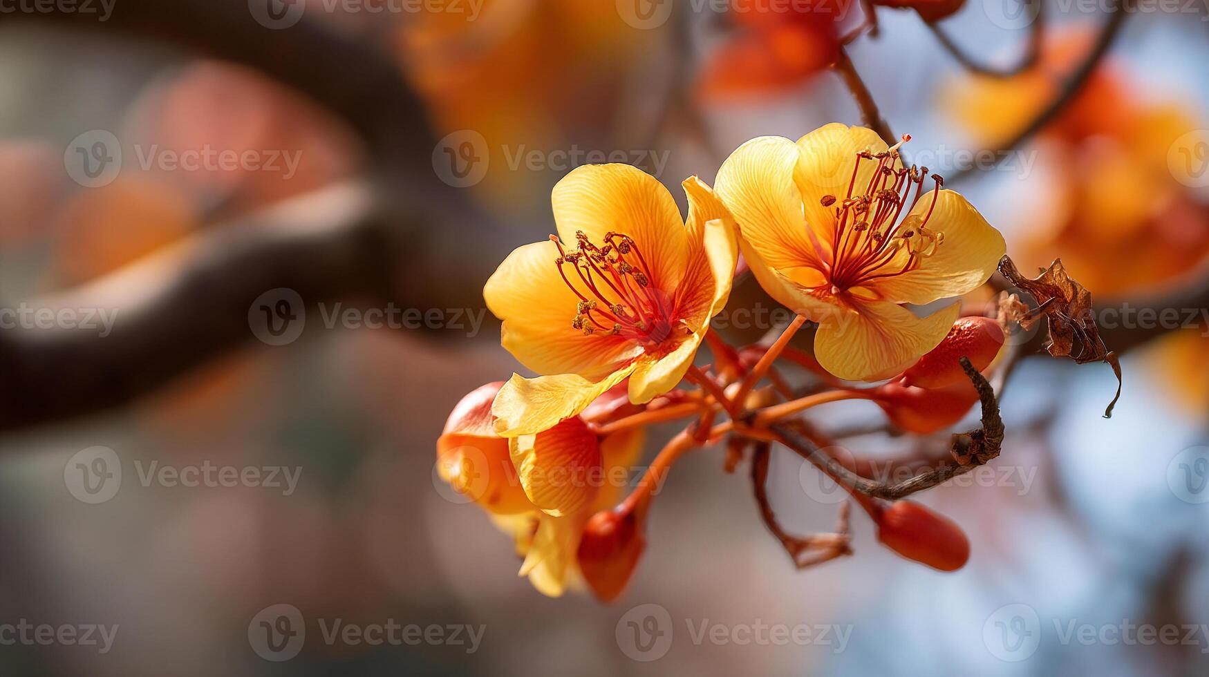 Flower in outdoor light wallpaper with soft beautiful green textured backdrop photo