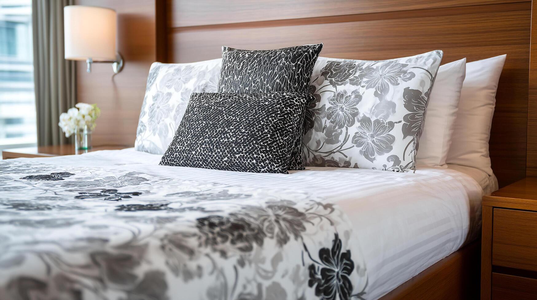 Sleek bedroom with modern lighting and textures photo