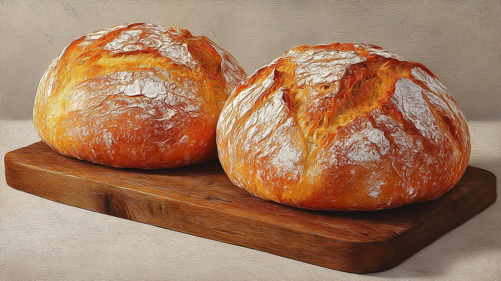Rustic artisan loaf bread photo on wood table in morning light