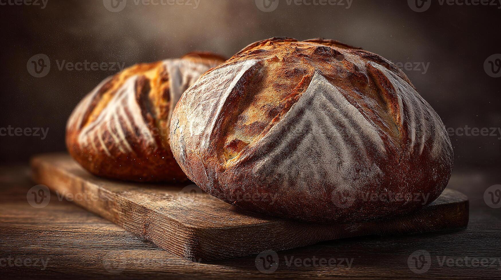 Delicious fresh bread bread photo with rustic board background