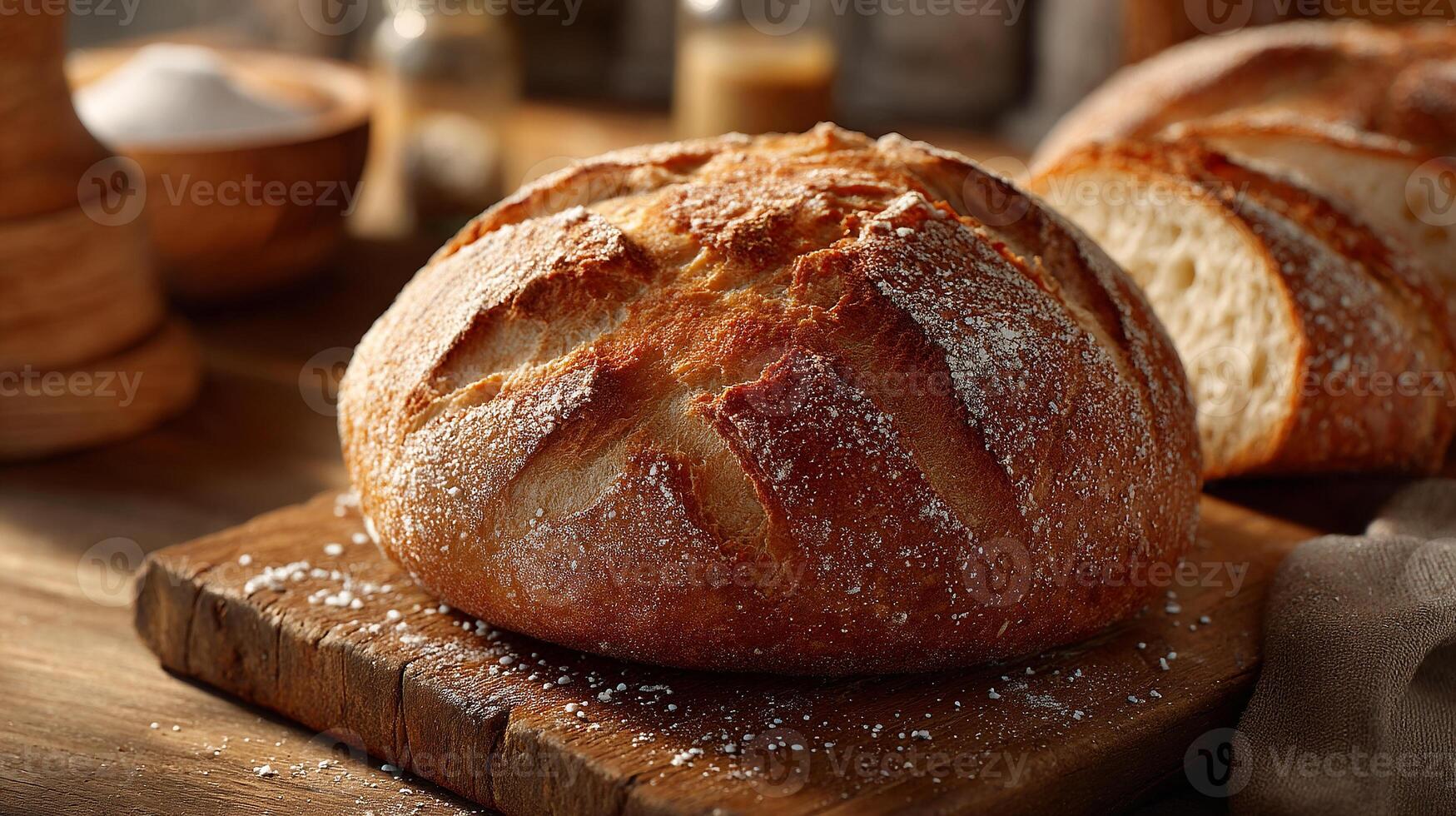 Delicious loaf bread photo of artisan bread resting in soft shadow
