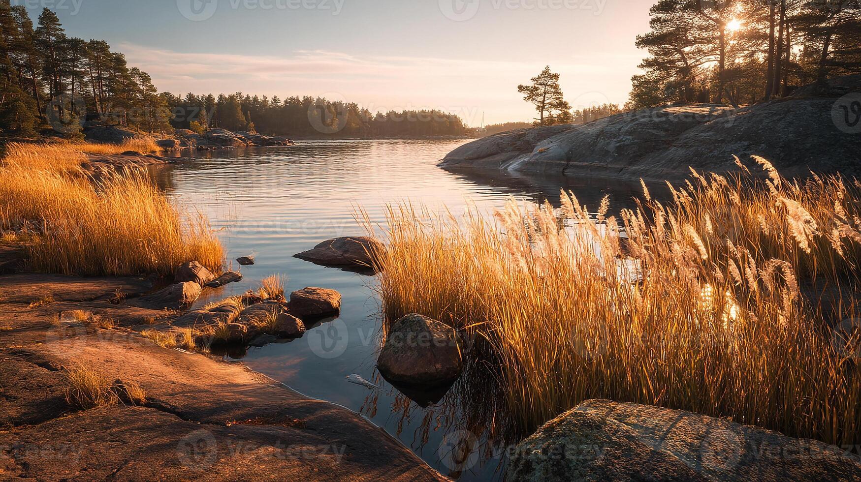 Realistic view of beautiful peaceful natural landscape surroundings photo