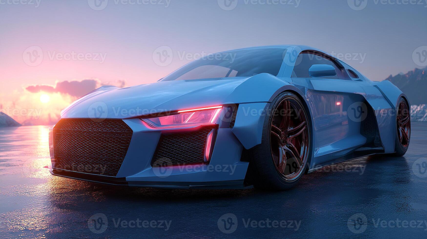 Detailed curves photo of futuristic car