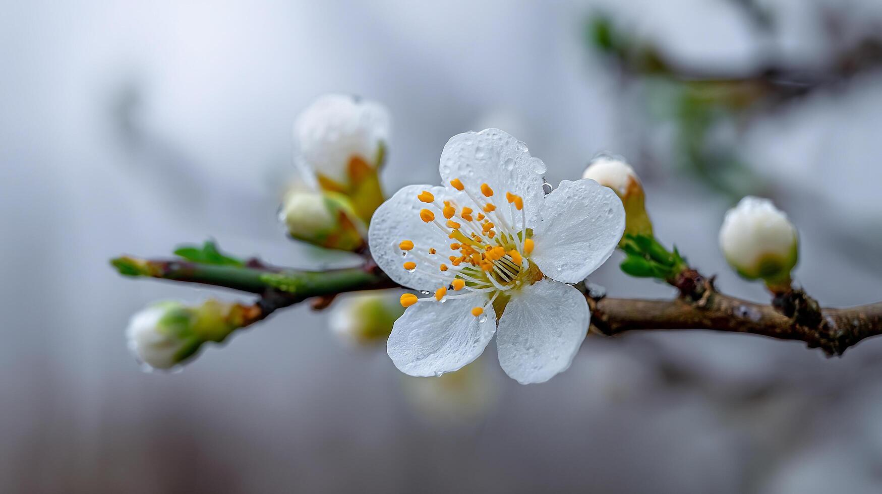 Sunlit macro flower wallpaper with dreamy beautiful green blur photo