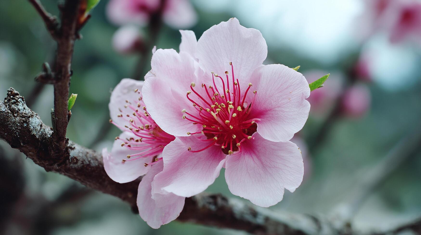 Vivid tree bloom with soft beautiful background in wallpaper photo