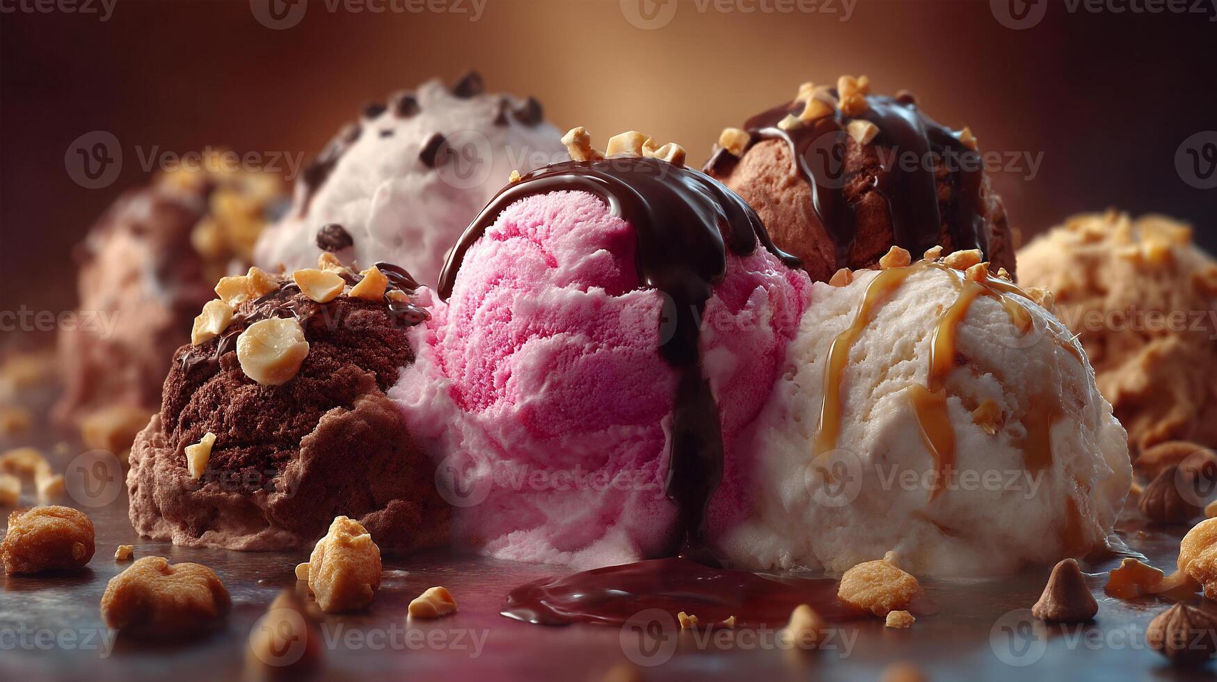 Colorful frozen dessert with creamy rich finish image photo