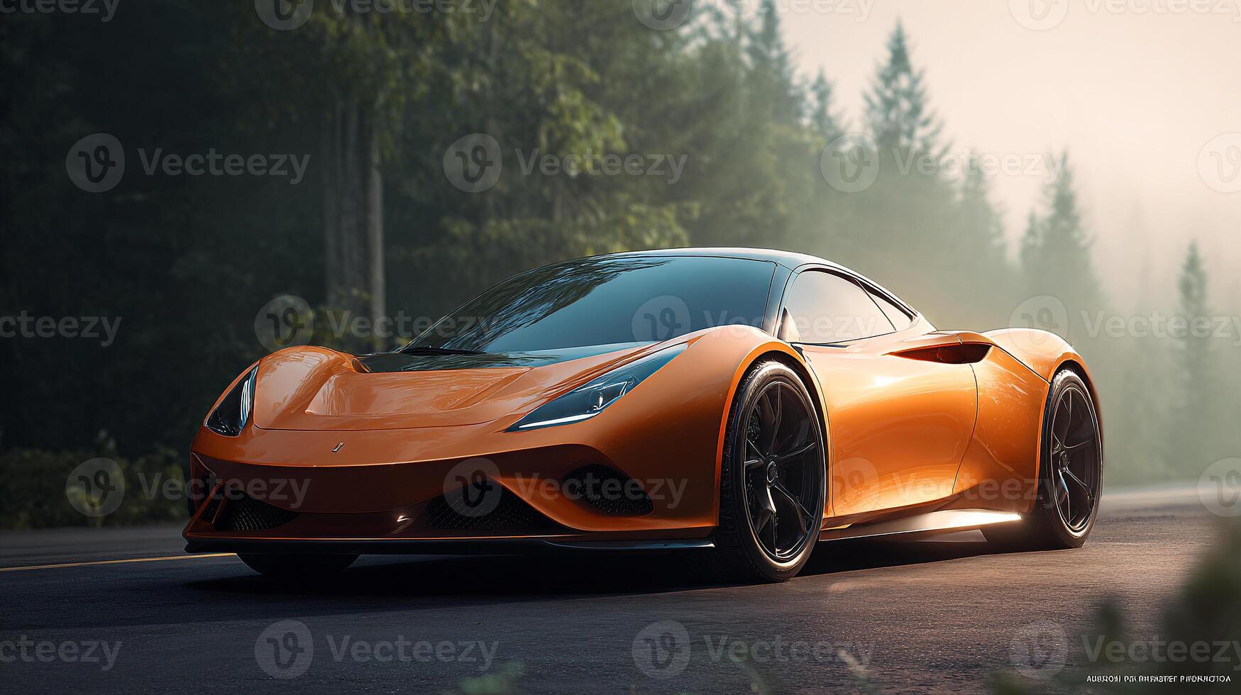 Unique modern car in outdoor photography setting photo
