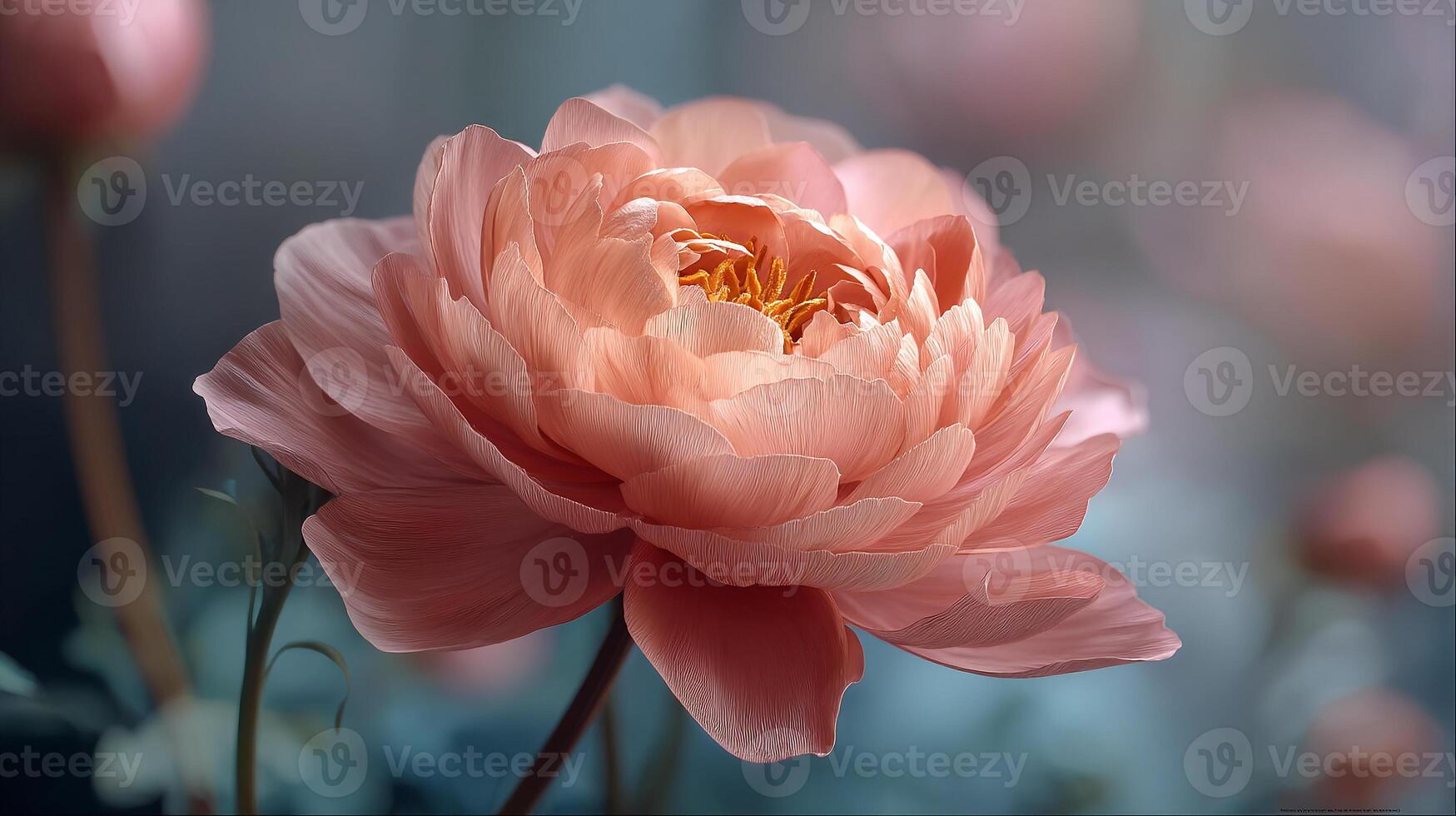 Garden flower with bright petal detail and natural scenery photo
