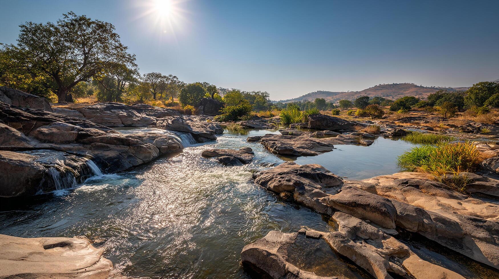 Summer countryside scene with clear blue skies photo