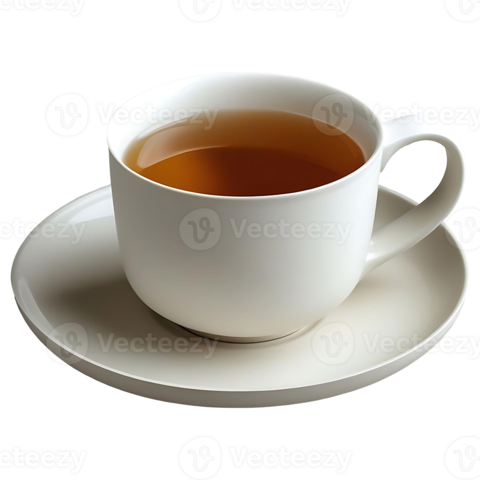 White Ceramic Cup of Hot Milk Tea on Saucer Isolated Beverage Image for Commercial Use png