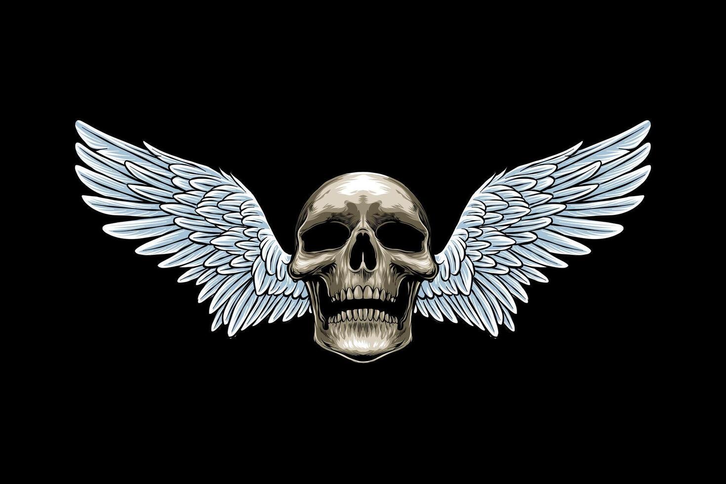 Skull with wings graphic design vector