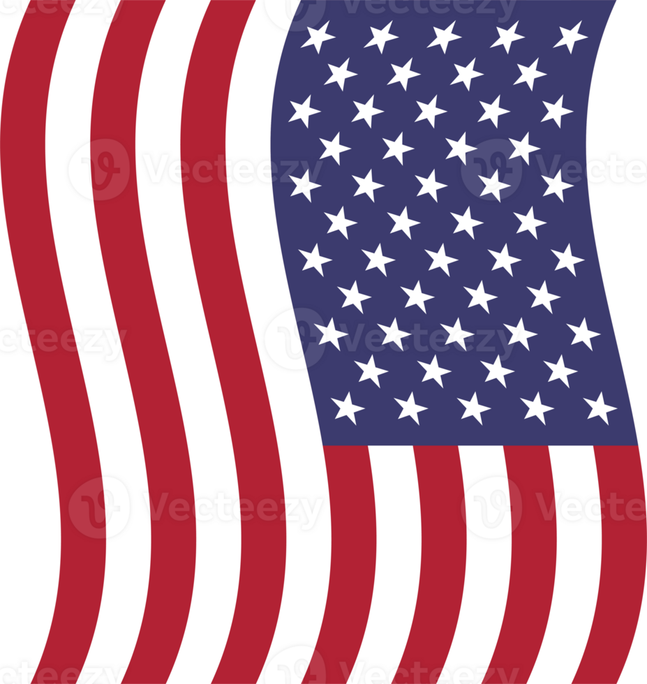United States of America flag waving in the wind on a transparent background, png