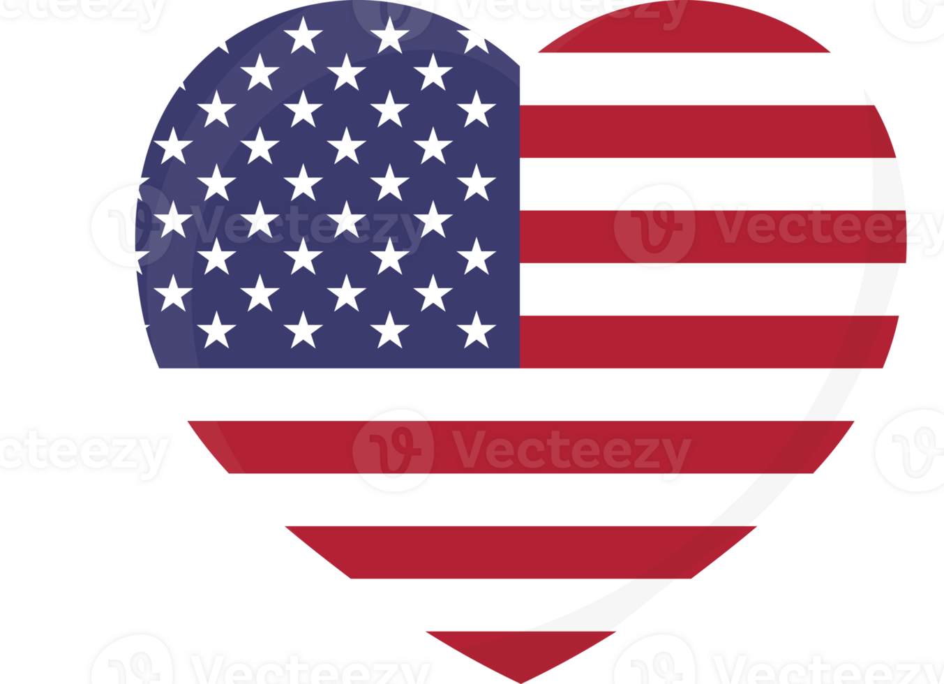 Flag of the United States of America in the shape of a heart png