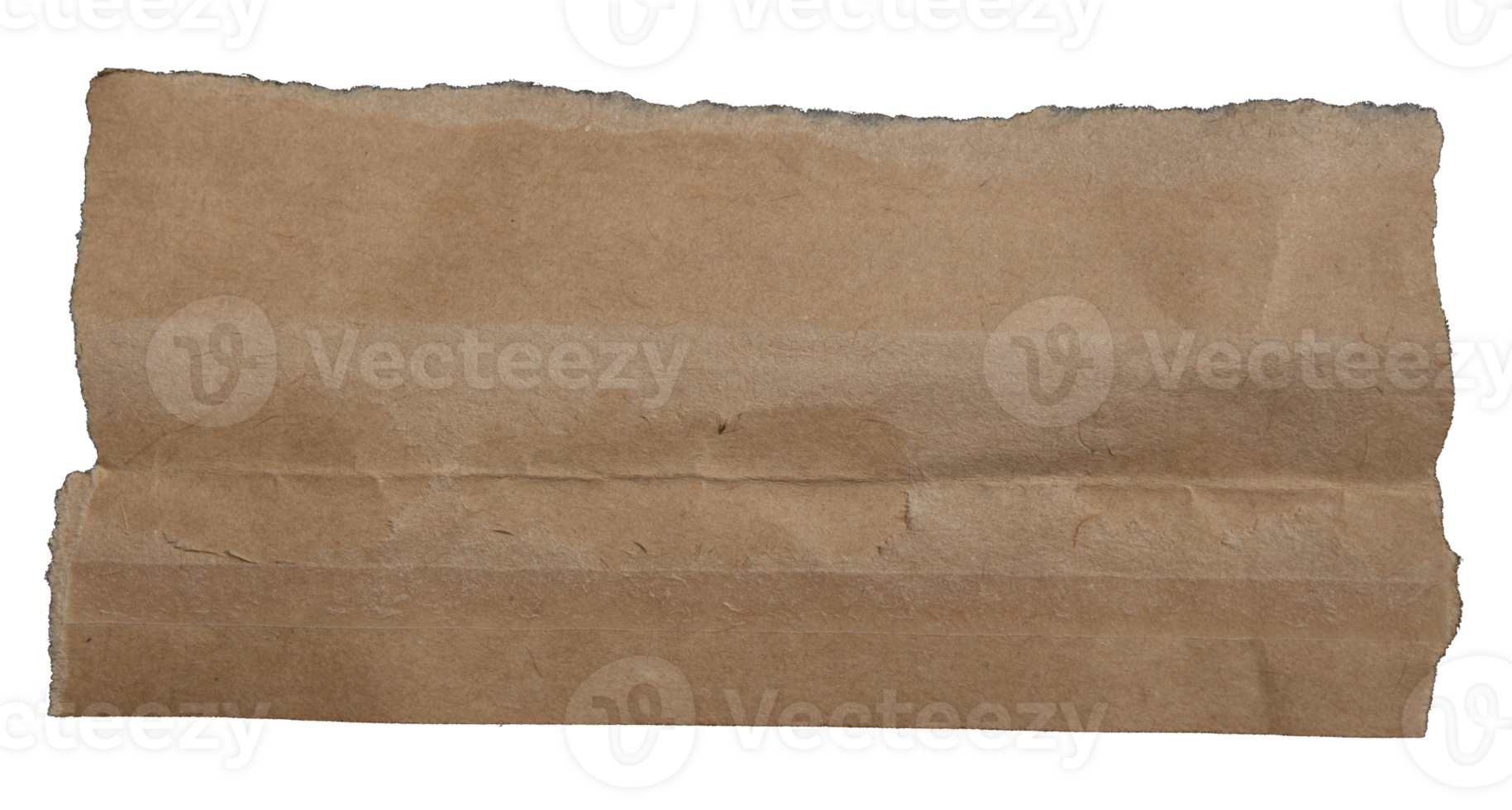 Brown ripped torn paper piece on transparent background, paper cut out design element png